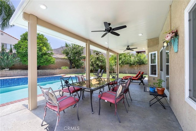 2578 Bryce Ct, Colton, CA 92324 - fenced backyard with a ceiling fan and a patio area