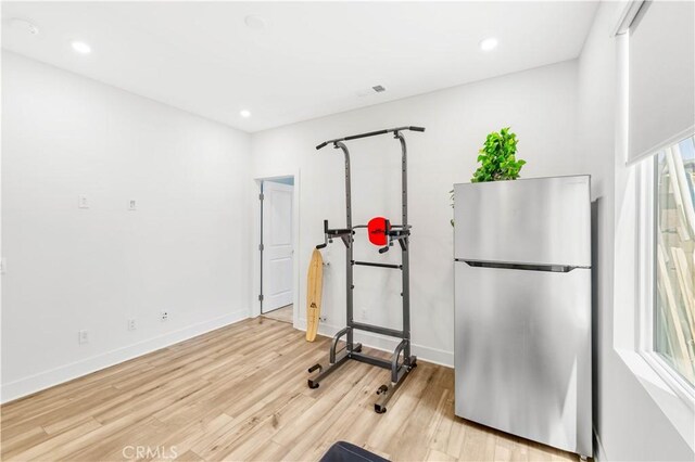 16526 Trailblazer Ave, Chino, CA 91708 - workout area featuring light wood-type flooring and recessed lighting