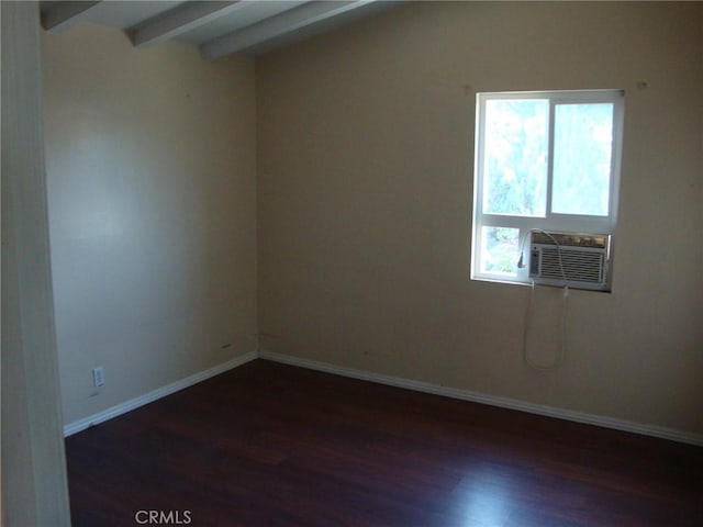 2100 W Dogwood Ave, Anaheim, CA 92801 - empty room with wood finished floors, cooling unit, and beamed ceiling