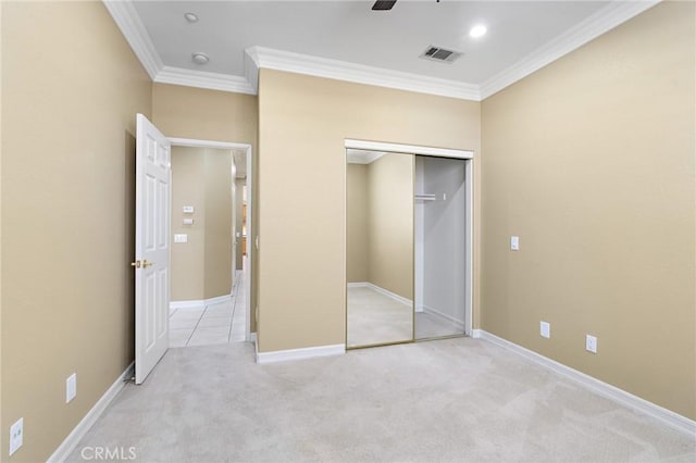 11529 Trailrun Ct, Riverside, CA 92505 - unfurnished bedroom with crown molding, carpet, a closet, and ceiling fan