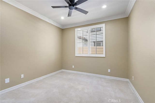 11529 Trailrun Ct, Riverside, CA 92505 - carpeted empty room featuring ornamental molding, a ceiling fan, and recessed lighting