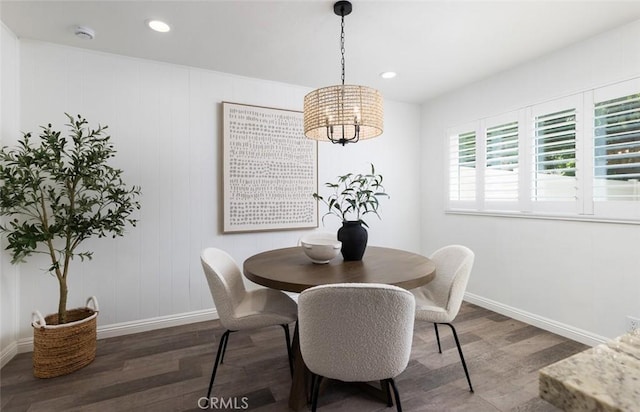 81 Golden Glen St Unit 1, Irvine, CA 92604 - dining space featuring a chandelier, wood finished floors, and recessed lighting
