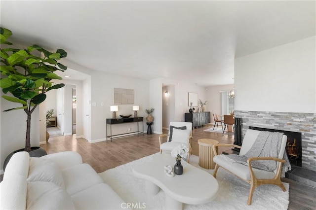 21237 Silver Cloud Dr, Diamond Bar, CA 91765 - living room featuring wood finished floors and a fireplace