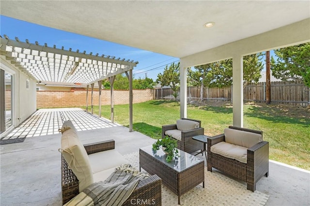 21237 Silver Cloud Dr, Diamond Bar, CA 91765 - fenced backyard featuring a pergola, a patio area, and an outdoor living space