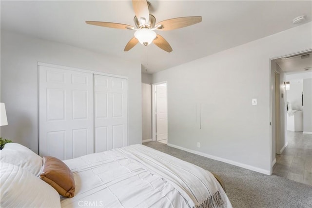 21237 Silver Cloud Dr, Diamond Bar, CA 91765 - bedroom with carpet floors, a closet, and ceiling fan