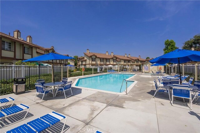 8939 Gallatin Rd Unit 68, Pico Rivera, CA 90660 - community pool featuring a patio and a residential view