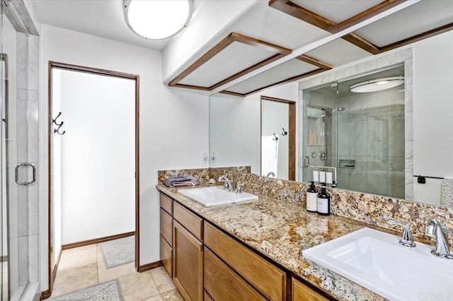 25171 Jesmond Dene Rd, Escondido, CA 92026 - full bathroom with a shower stall and double vanity