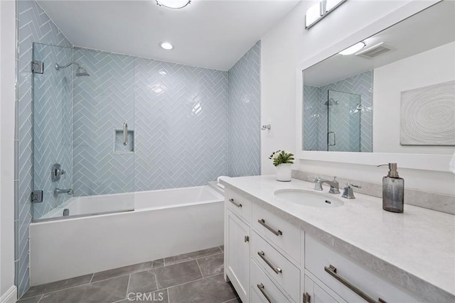 6137 Rustling Oaks Dr, Agoura Hills, CA 91301 - full bathroom with vanity, combined bath / shower with glass door, and tile patterned floors