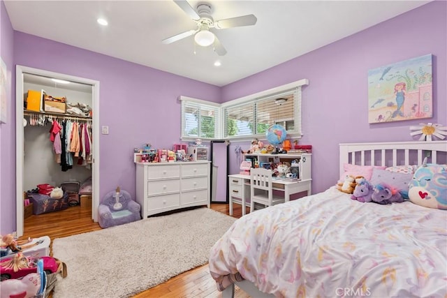 15936 Osborne St, North Hills, CA 91343 - bedroom featuring wood finished floors, a closet, a spacious closet, recessed lighting, and ceiling fan