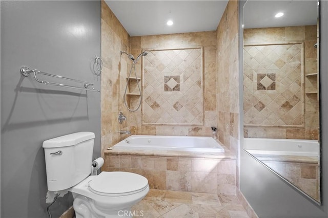 22550 Flamingo St, Woodland Hills, CA 91364 - bathroom featuring tiled shower / bath combo and recessed lighting