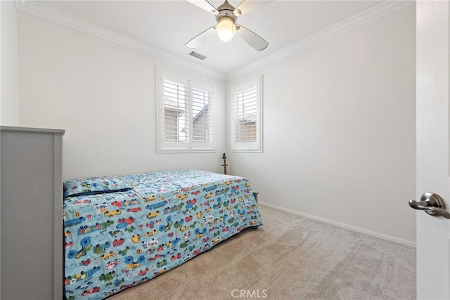 72 Westwind Dr, Tustin, CA 92782 - carpeted bedroom with crown molding and ceiling fan