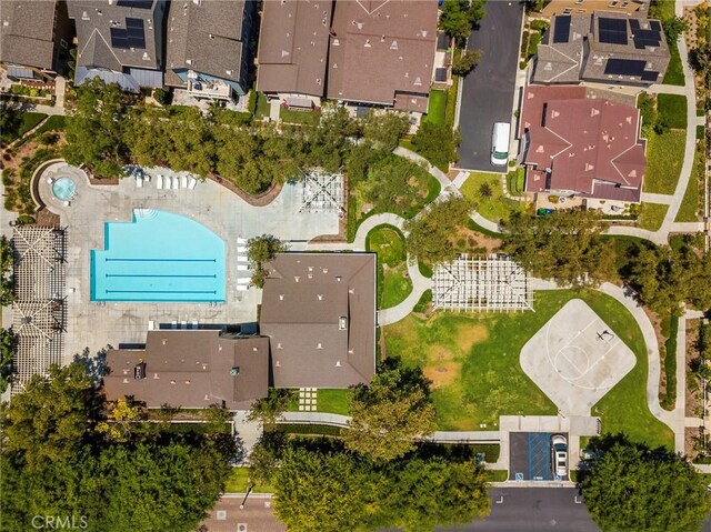 72 Westwind Dr, Tustin, CA 92782 - aerial perspective of suburban area with a pool area