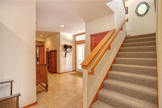 4570 Christine Loomis Dr, Arroyo Grande, CA 93420 - staircase featuring recessed lighting and tile patterned flooring