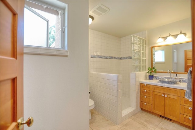 4570 Christine Loomis Dr, Arroyo Grande, CA 93420 - bathroom with a walk in shower, tile patterned flooring, and vanity