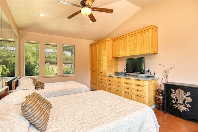 4570 Christine Loomis Dr, Arroyo Grande, CA 93420 - bedroom featuring vaulted ceiling, recessed lighting, and ceiling fan
