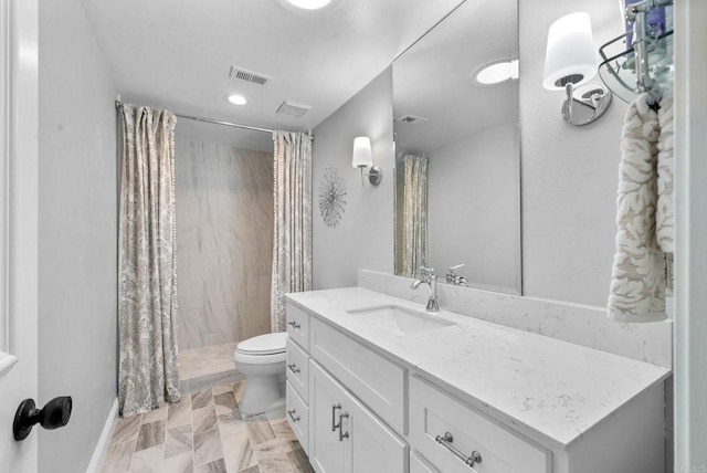 1247 La Casa Dr, San Marcos, CA 92078 - full bath with vanity, curtained shower, and recessed lighting