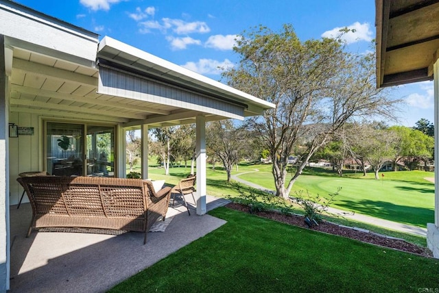 1247 La Casa Dr, San Marcos, CA 92078 - view of green lawn with view of golf course and a patio