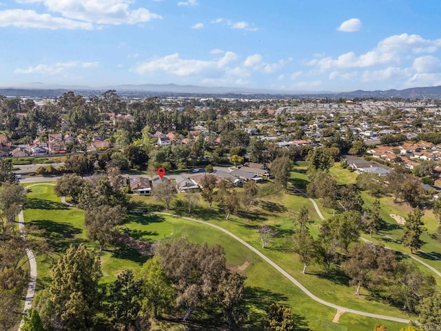 1247 La Casa Dr, San Marcos, CA 92078 - aerial view of property and surrounding area featuring nearby suburban area, a mountainous background, and a local golf course