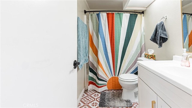 937 Dahlia Ave, Costa Mesa, CA 92626 - bathroom featuring vanity, a shower with shower curtain, and tile patterned floors