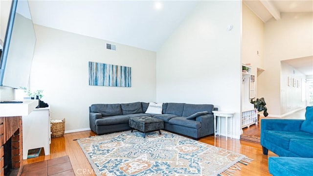 937 Dahlia Ave, Costa Mesa, CA 92626 - living area with high vaulted ceiling and wood finished floors
