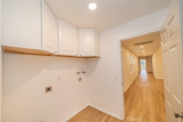 2648 Condor Cir, Corona, CA 92882 - laundry room featuring electric dryer hookup, light wood-style flooring, cabinet space, hookup for a washing machine, and recessed lighting