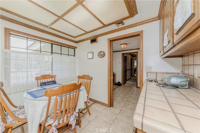 2837 E Mesa Dr, West Covina, CA 91791 - dining area featuring ornamental molding and light tile patterned floors