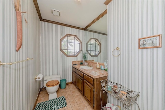 2837 E Mesa Dr, West Covina, CA 91791 - bathroom with vanity, ornamental molding, and tile patterned flooring