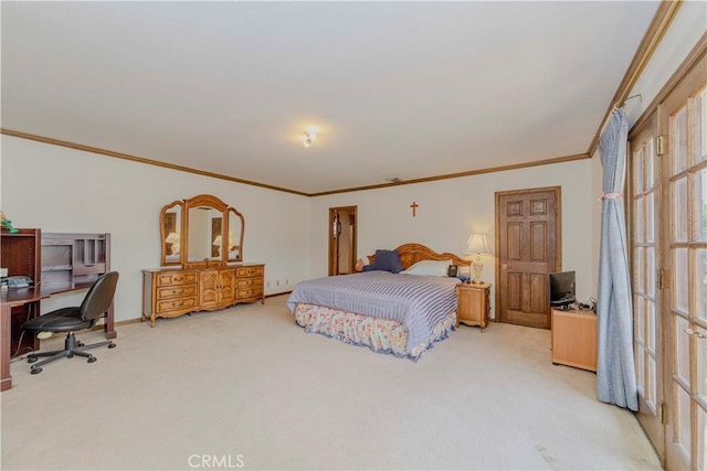 2837 E Mesa Dr, West Covina, CA 91791 - bedroom with light colored carpet, an office area, and ornamental molding