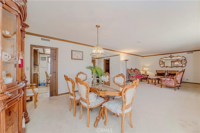2837 E Mesa Dr, West Covina, CA 91791 - dining room featuring ornamental molding and light carpet