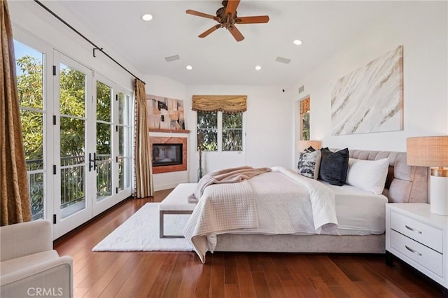 6337 Via Colinita, Rancho Palos Verdes, CA 90275 - bedroom with multiple windows, dark wood-style floors, recessed lighting, and access to outside