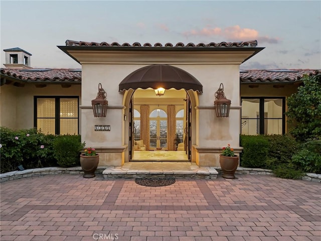 6337 Via Colinita, Rancho Palos Verdes, CA 90275 - doorway to property with a tiled roof, french doors, and stucco siding