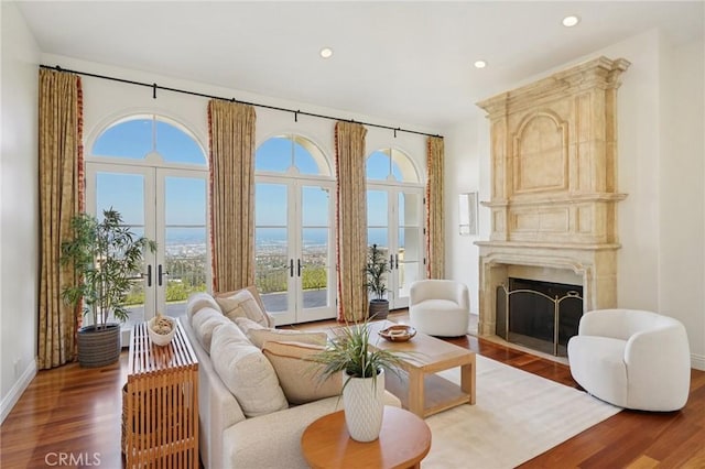 6337 Via Colinita, Rancho Palos Verdes, CA 90275 - living room featuring french doors, plenty of natural light, wood finished floors, and recessed lighting