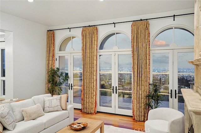 6337 Via Colinita, Rancho Palos Verdes, CA 90275 - living room with french doors, wood finished floors, and recessed lighting