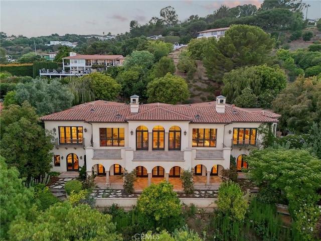 6337 Via Colinita, Rancho Palos Verdes, CA 90275 - rear view of property featuring a chimney, a tiled roof, and stucco siding