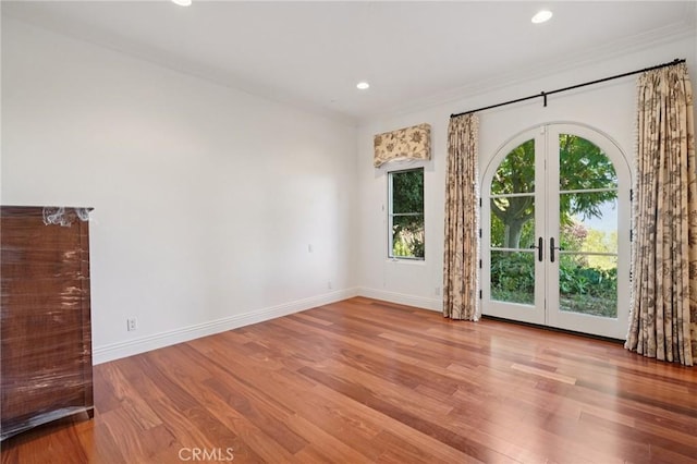 6337 Via Colinita, Rancho Palos Verdes, CA 90275 - unfurnished room with french doors, wood finished floors, recessed lighting, and crown molding
