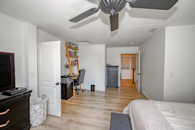 25252 Atwood Blvd, Newhall, CA 91321 - bedroom featuring light wood-style floors, attic access, and ceiling fan