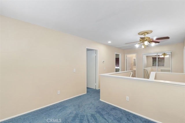 23050 Catt Rd, Wildomar, CA 92595 - carpeted empty room featuring attic access, a ceiling fan, and recessed lighting