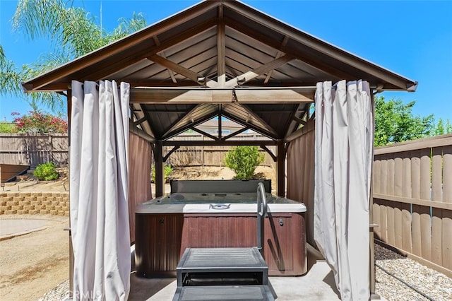 23050 Catt Rd, Wildomar, CA 92595 - view of patio / terrace with a gazebo, a hot tub, and a grill