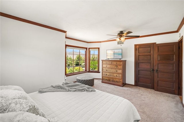 10821 Los Jordans Rd, Agua Dulce, CA 91390 - carpeted bedroom with ornamental molding and ceiling fan