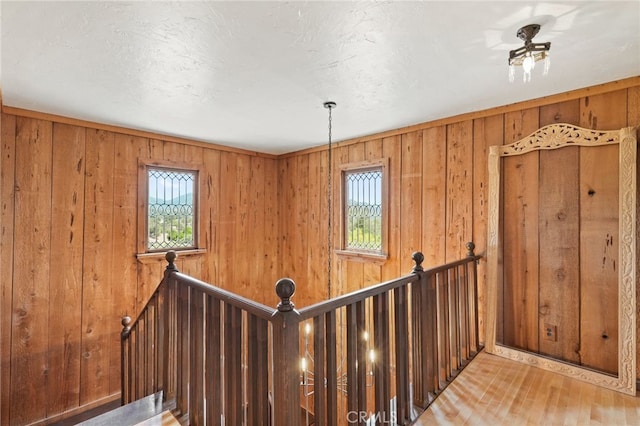 10821 Los Jordans Rd, Agua Dulce, CA 91390 - staircase with plenty of natural light and wood walls