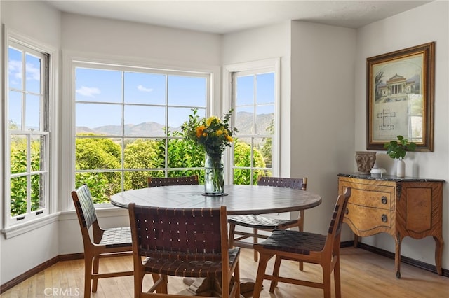 10821 Los Jordans Rd, Agua Dulce, CA 91390 - dining space with light wood-type flooring and a mountain view