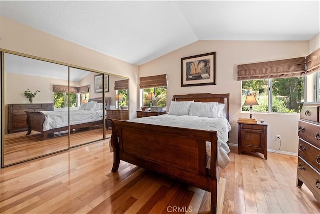 762 Twin Peaks Ave, Simi Valley, CA 93065 - bedroom featuring vaulted ceiling, light wood finished floors, and a closet
