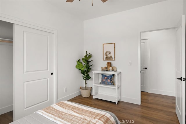 6105 Maxwood Dr, Paradise, CA 95969 - bedroom featuring wood finished floors, ceiling fan, and a closet