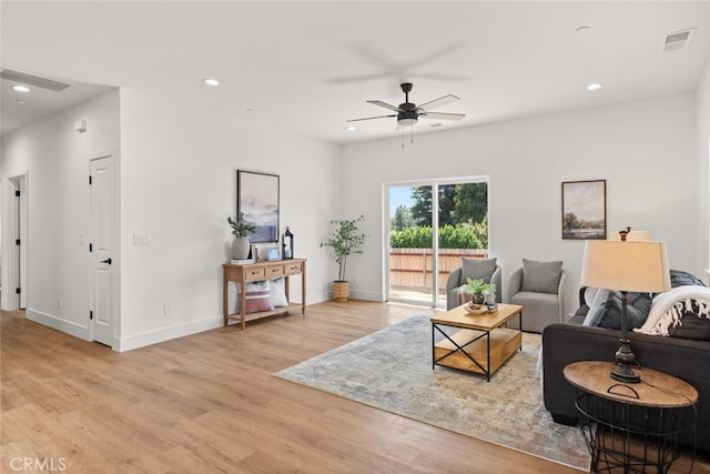 6105 Maxwood Dr, Paradise, CA 95969 - living area with ceiling fan, light wood-style floors, and recessed lighting