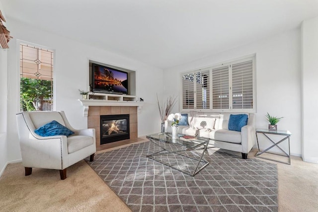 13756 Fontanelle Pl, San Diego, CA 92128 - living room with carpet flooring and a tile fireplace