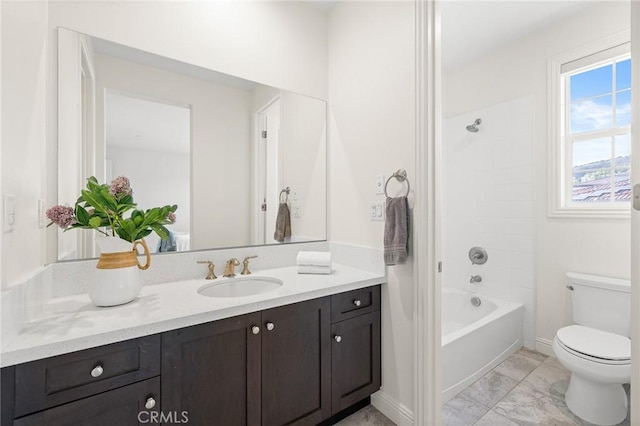 19818 Cornell Ln, Yorba Linda, CA 92886 - full bathroom with vanity, shower / washtub combination, and marble finish flooring