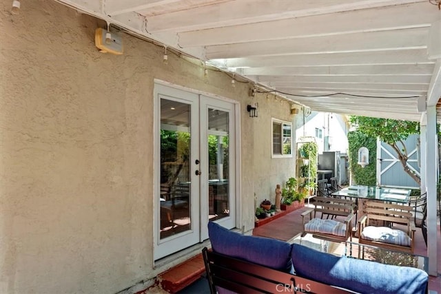 3751 Laurita Ave, Pasadena, CA 91107 - view of patio / terrace with french doors, an outdoor living space, and outdoor dining area