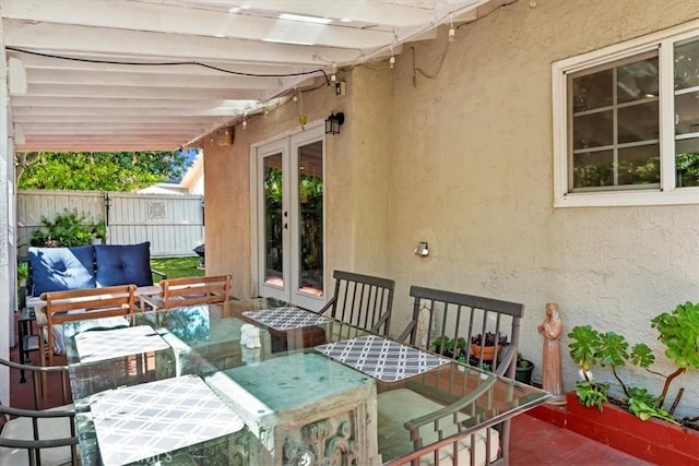 3751 Laurita Ave, Pasadena, CA 91107 - view of patio / terrace featuring french doors, an outdoor hangout area, and outdoor dining space