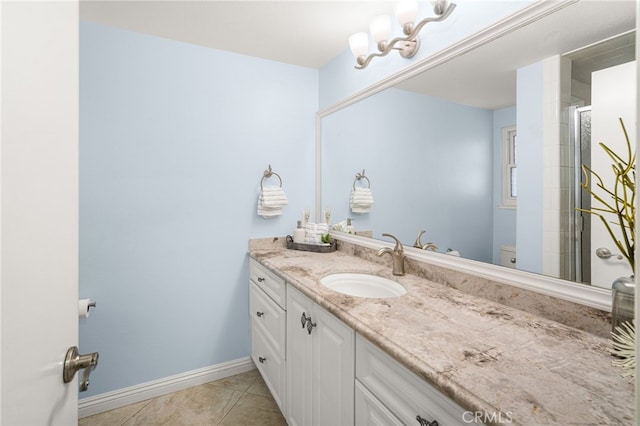 651 Lemke Dr, Placentia, CA 92870 - full bath with vanity, a shower with shower door, and tile patterned floors
