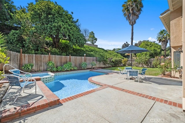 28611 Avenida Del Caballo, Laguna Niguel, CA 92677 - view of pool featuring a fenced backyard, a patio, and a pool with connected hot tub